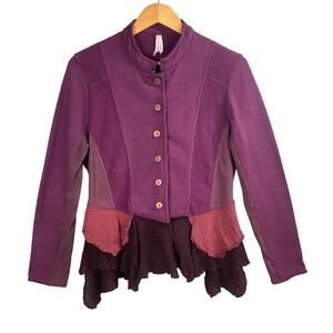 Whimsigoth Jacket Medium Purple Patchwork Boho Indie Artsy Fairy Grunge‎